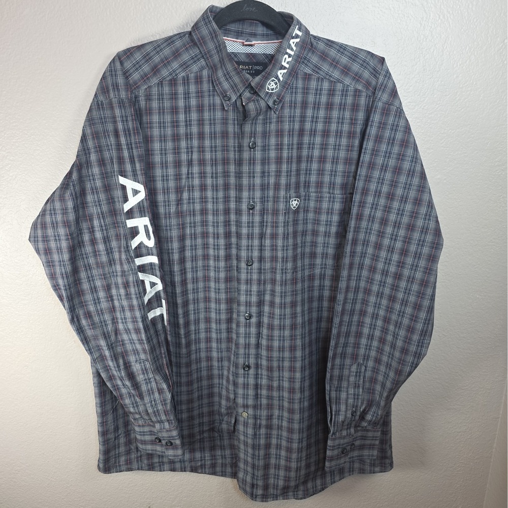 Ariat Pro Series men's long-sleeve plaid button-down shirt Size L